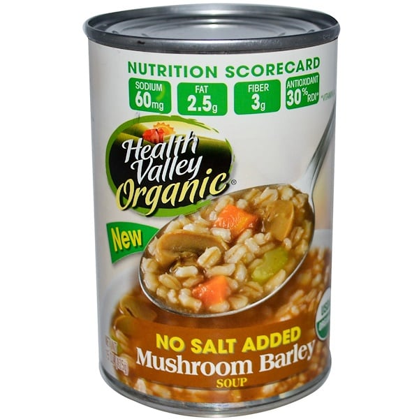 Health Valley, Organic Soup, No Salt Added, Mushroom Barley, 15 oz (425 g) (Discontinued Item) 