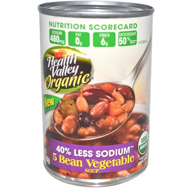 Health Valley, Organic, 5 Bean Vegetable Soup, 15 oz (425 g) (Discontinued Item) 