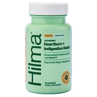 Hilma, Occasional Heartburn + Indigestion Relief, 28 Capsules