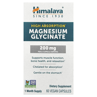 Himalaya, High Absorption Magnesium Glycinate, 60 Vegan Capsules (100 mg per Capsule)