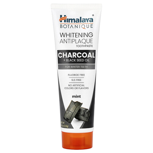 Himalaya, Pasta dental blanqueadora antiplaca, Carbón vegetal y aceite de semilla negra, Menta, 113 g (4,0 oz)