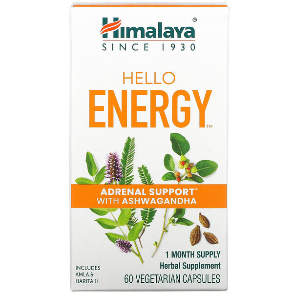 Himalaya‏, Hello Energy, Adrenal Support With Ashwagandha, 60 Vegetarian Capsules
