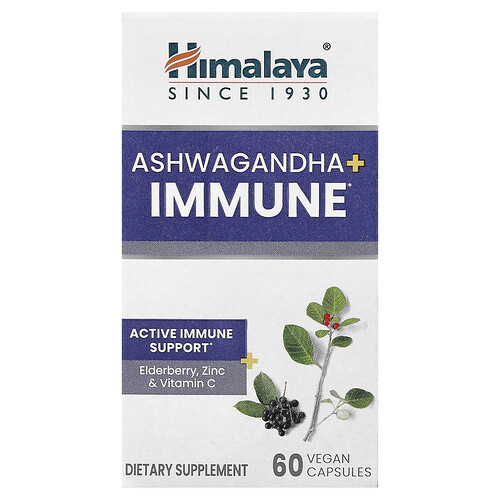 ヒマラヤ Himalaya, Ashwagandha + Immune、ヴィーガンカプセル60粒