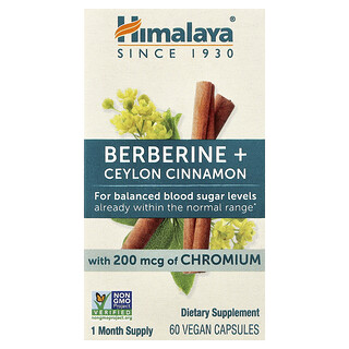 Himalaya, Berberine + Ceylon Cinnamon With Chromium, 60 Vegan Capsules