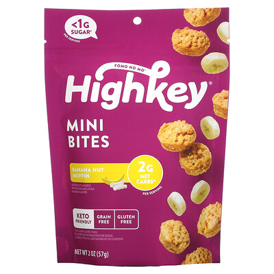HighKey Mini Bites, кексы с бананом и орехами, 57 г (2 унции)