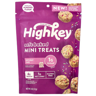 HighKey, Soft Baked Mini Treats, Birthday Cake, 2 oz (57 g)