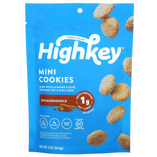 HighKey, No Sugar Added Keto Certified Gluten-Free Mini Cookies, Snickerdoodle , 2 oz (56.6 g)