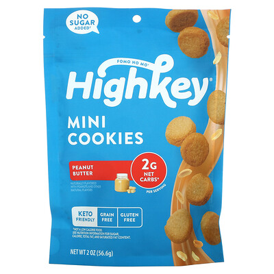 HighKey Mini Cookies, арахисовая паста, 56,6 г (2 унции)