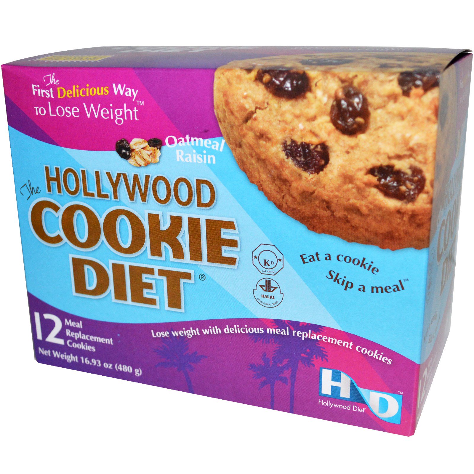 Hollywood Diet, The Hollywood Cookie Diet, Oatmeal Raisin, 12 Meal Replacement Cookies - iHerb.com