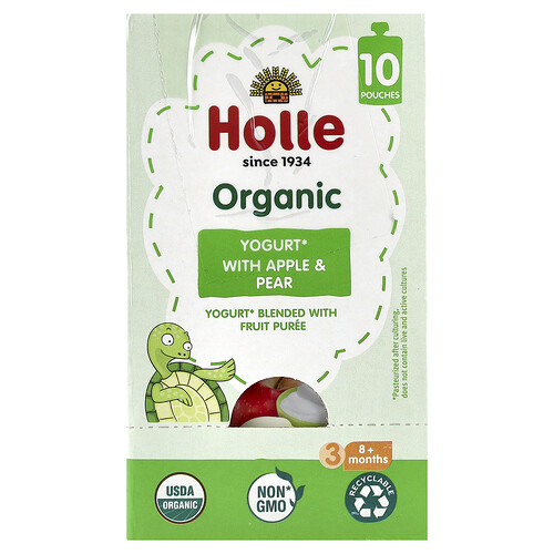Holle, Bio-Joghurt mit Apfel & Birne, 8+ Monate, 10 Beutel, je 85 g