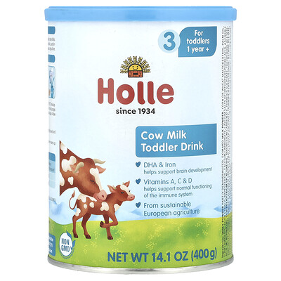 Holle, Bebida de leche de vaca para niños pequeños, 1 año en adelante, 400 g (14,1 oz)
