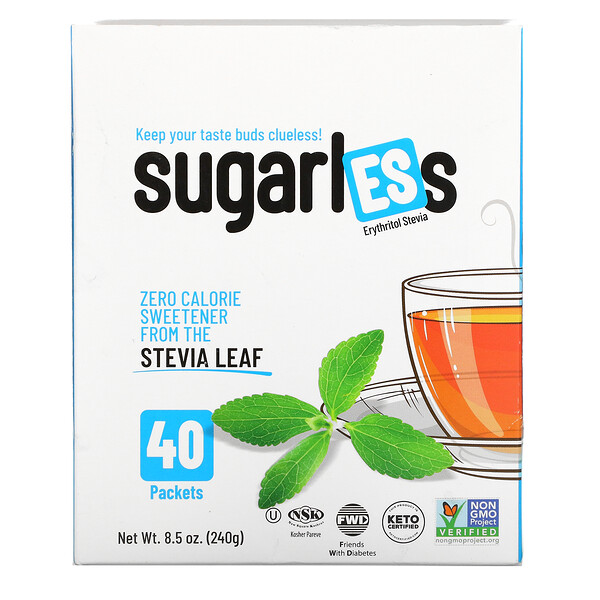 Health Garden, Sugarless, Erythritol Stevia, 40 Packets, 8.5 oz. (240 g)