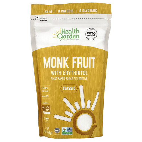 Health Garden Monk Fruit With Erythritol, Classic, 16 oz (454 g)