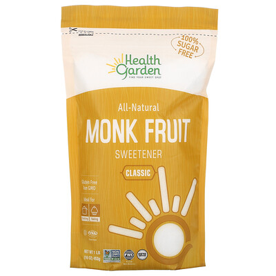 Купить Health Garden All-Natural Monk Fruit Sweetener, Classic, 1 lb (453 g)