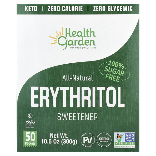 Health Garden, All-Natural Erythritol Sweetener, 50 Packets, 0.21 oz (6 g) Each
