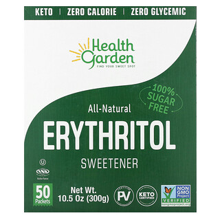 Health Garden, Endulzante completamente natural con eritritol, 50 sobres, 6 g (0,21 oz) cada uno
