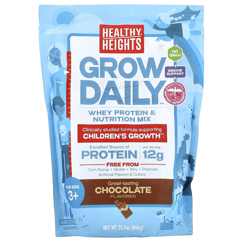 Healthy Heights, Grow Daily™, Molkenprotein & Nährstoffmischung, für Kids 3+, Schokolade, 616 g