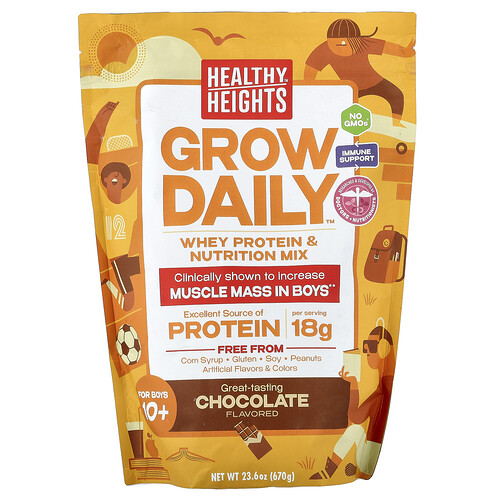 Healthy Heights, Grow Daily™, Molkenprotein & Nährstoff-Mix, für Jungen 10+, Schokolade, 670 g