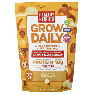 Healthy Heights, Grow Daily, Whey Protein & Nutrition Mix, For Boys 10+, Vanilla, 22.9 oz (650 g)
