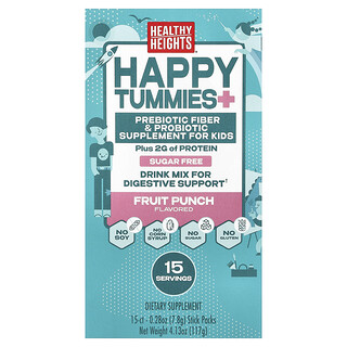 Healthy Heights, Happy Tummies, Mélange à boire pour le soutien digestif, Pour les enfants, Punch aux fruits, 15 sachets en stick, 7,8 g pièce