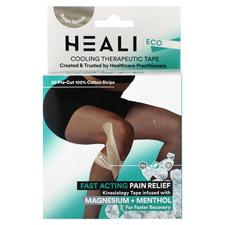 Heali Medical Corp, Cinta refrescante de kinesiología terapéutica, Salpicaduras de color beige, 20 tiras precortadas