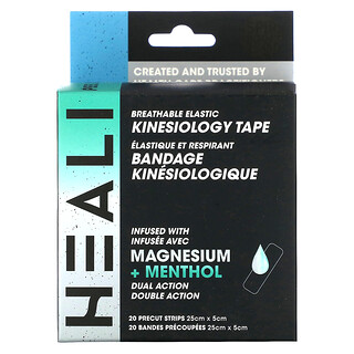 Heali Medical Corp, Nefes Alabilir Elastik Kinesyoloji Bandı, Siyah, 20 Önceden Kesilmiş Şerit