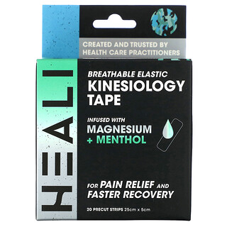 Heali Medical Corp, Ruban de kinésiologie élastique et respirant, camouflage bleu, 20 bandes prédécoupées