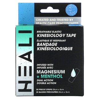 Heali Medical Corp, Ademende elastische kinesiologietape, blauw, 20 voorgesneden strepen
