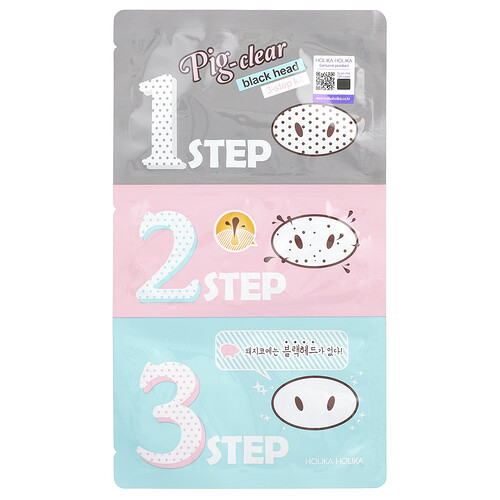 Holika Holika, Pig-Clear, Blackhead 3 Step Kit, 1 Kit, 0.24 oz (7 g)