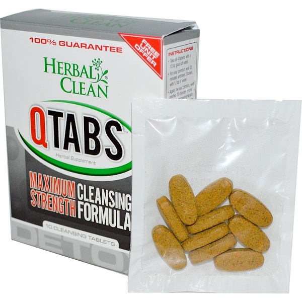 Herbal Clean, QTabs, Maximum Strength Cleansing Formula, 10 Cleansing Tablets (Discontinued Item) 