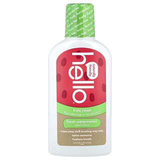 Hello, Kids Rinse, sin alcohol + libre de flúor, sabor a sandía orgánica, 16 fl oz (473 ml)