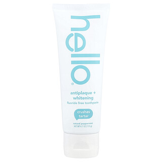 Hello, Antiplaque + Whitening Fluoride Free Toothpaste, Natural Peppermint, 4.7 oz (133 g)
