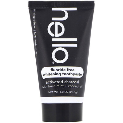 Hello Fluoride Free Whitening Toothpaste, Activated Charcoal, 1 oz (28.3 g)