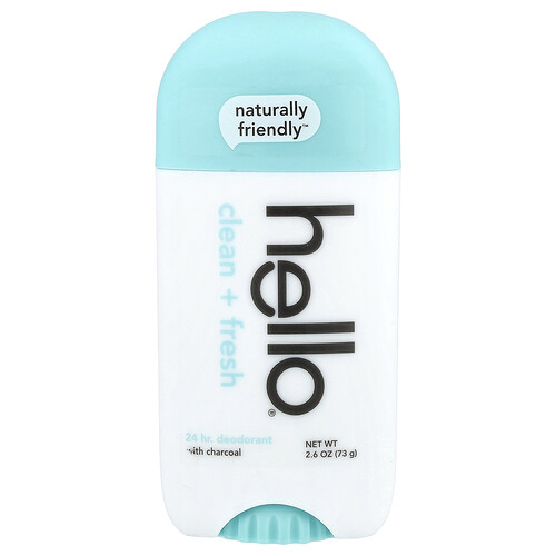 Hello 24 Hr Deodorant with Charcoal, Clean + Fresh, 2.6 oz (73 g)