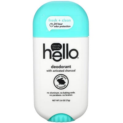 Hello Deodorant with Activated Charcoal, Fresh + Clean , 2.6 oz (73 g)