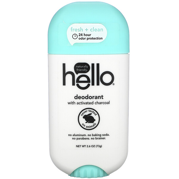 Hello, Deodorant with Activated Charcoal, Fresh + Clean , 2.6 oz (73 g