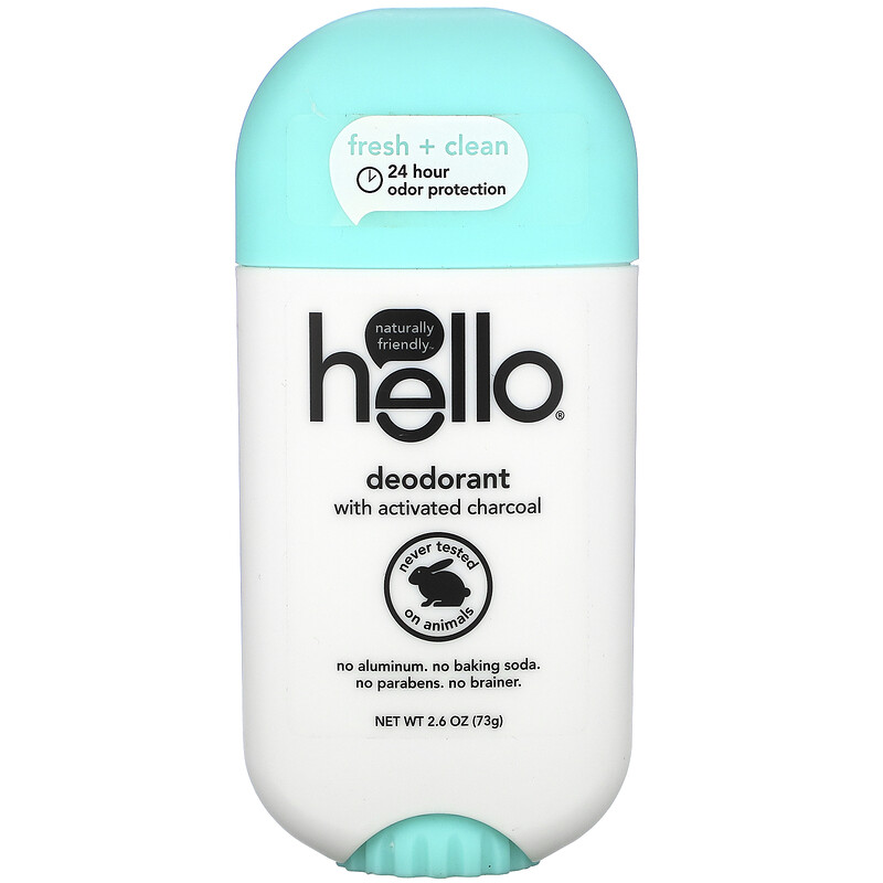 Hello, Deodorant with Activated Charcoal, Fresh + Clean , 2.6 oz (73 g