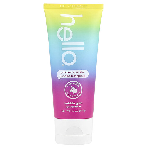 Hello, Kids, Fluorid Toothpasta, Unicorn Sparkle, Bubble Gum, 119 g (4,2 oz.)