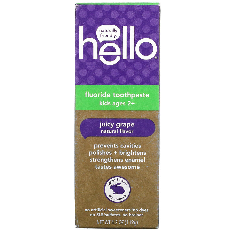 Hello, Kids, Fluoride Toothpaste, Juicy Grape, 4.2 oz (119 g) iHerb