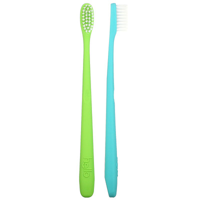 Hello BPA-Free Toothbrushes, Soft, Green/Blue, 2 Toothbrushes