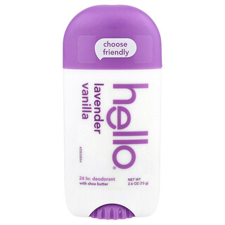 Hello, Deodorante 24 ore con burro di karité, lavanda e vaniglia, 73 g