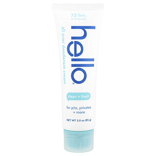 Hello, All Over Deodorant Cream, Clean + Fresh , 3 oz (85 g)