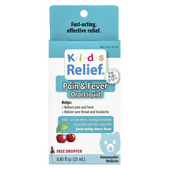 Kids Relief, рідкий засіб для перорального застосування від болю та лихоманки, для дітей віком 0–12 років, вишня, 25 мл (0,85 рідк. унції)