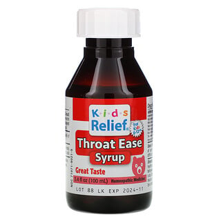 Homeolab USA, Kid's Relief, Throat Ease Syrup, 0-12 Yrs, 3.4 fl oz (100 ml)