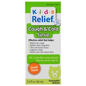 Homeolab USA, Kids Relief, Cough & Cold Syrup, 3.4 fl oz (100 ml)