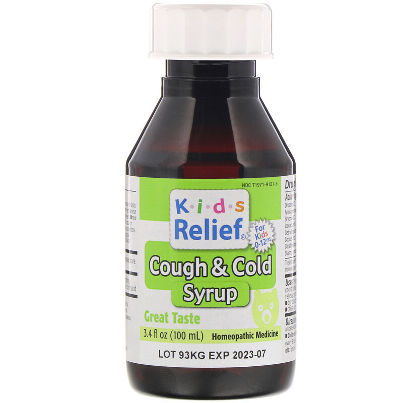 Homeolab USA, Kids Relief, Cough & Cold Syrup, For Kids 012 Yrs, 3.4