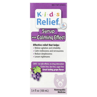 Homeolab USA, Kids Relief®, Sirop dengan Efek Menenangkan, 0-12 Tahun, Anggur, 100 ml (3,4 ons cairan)