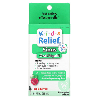 

Homeolab USA Kids Relief Sinus Oral Liquid For Kids 0-9 Yrs Raspberry 0.85 fl oz (25 ml)