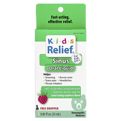 Kids Relief, пероральна добавка для синусів, для дітей віком 0–9 років, малина, 25 мл (0,85 рідк. унції)