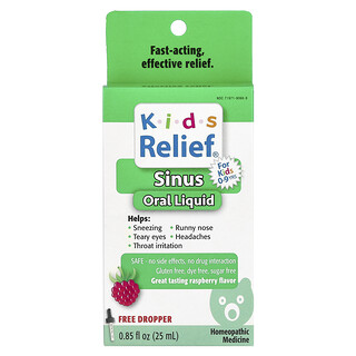 Homeolab USA, Kids Relief, Sinus Oral Liquid, Pour les enfants de 0 à 9 ans, Arôme framboise, 25 ml